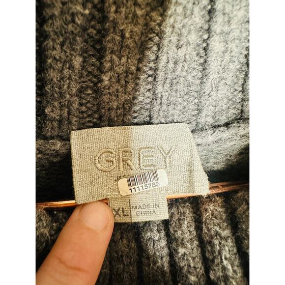 GREY Gray Sleeveless Turtleneck Wool Alpaca Blend  Loose Fitting Sweater sz XL - Picture 5 of 7